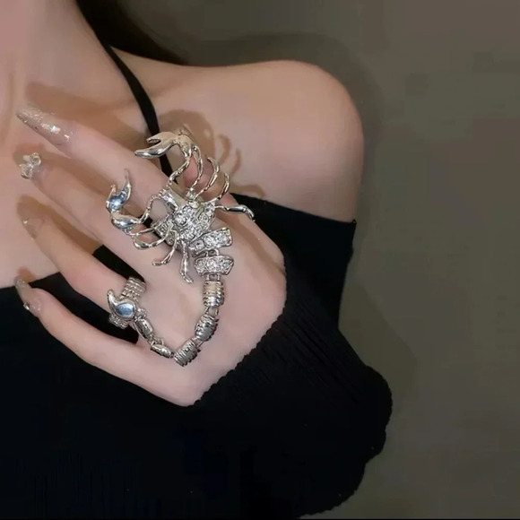 Scorpio Momento Mori Silver Plated Retro Ring - Picture 1 of 14